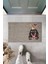 Dijital Baskı Gri Love Sweet Kafasında Külahlı Dondurmalı Köpek Dekoratif Kapı Paspası K-2055 1