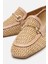 Kadın Bej Hasır Detaylı Tokalı Loafer 3