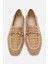 Kadın Bej Hasır Detaylı Tokalı Loafer 5