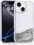 iPhone 15 Uyumlu Kılıf Sıvılı Simli Şeffaf Arka Yüzey Tkdr Keto Silikon Kapak-Gümüş 1