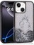 iPhone 15 Uyumlu Kılıf Sıvılı Simli Şeffaf Arka Yüzey Tkdr Keto Silikon Kapak-Siyah 1