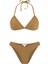 Parlak Taşlı Gold Üçgen Bikini Takım 1