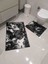 Peluş Dokuma Siyah Beyaz Desenli 2 Li Banyo Paspası 1