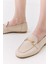 Kadın Deri Ekru Tokalı Loafer 2