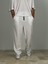 Fitilli Kumaş Beyaz Baggy Pantolon 2