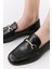 Kadın Deri Siyah Tokalı Loafer 3
