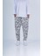 Beyaz - Siyah Grafiti Desenli Baget Pantolon CC250118 3