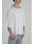 Fakir Kol Beyaz Oversize Viscon T-Shirt 3