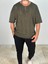 Lazer Kesim Örme Haki T-Shirt 1