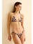 Leopar Desen Büzgülü Üçgen Bikini Takım 1