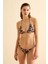 Leopar Desen Büzgülü Üçgen Bikini Takım 3