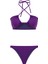 Parlak Taşlı Gipeli Mor Halter Bikini Takım 1
