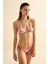 Pembe Parlak Dokulu Büzgülü Üçgen Bikini Takım 3