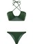Parlak Taşlı Gipeli Yeşil Halter Bikini Takım 1