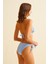 Dokulu Aksesuarlı Mavi Üçgen Bikini Takım 4
