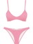 U Kesim Üçgen Gold Simli Pembe Dokulu Bikini Takım 1