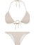 Dokulu Aksesuarlı Ekru Üçgen Bikini Takım 5