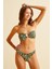 Tokalı Yeşil Desenli Straplez Bikini Takım 2