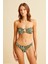 Tokalı Yeşil Desenli Straplez Bikini Takım 3