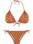 Piliseli Saten Bakır Üçgen Bikini Takım 1