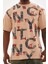 Unisex Baskılı Oversize T-Shirt - Bej 1