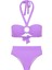 Tokalı Lila Dokulu Straplez Bikini Takım 1