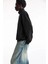 Oversize Yarım Farmuarlı Yakalı Basic Sweatshirt - Siyah 4