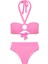 Tokalı Pembe Dokulu Straplez Bikini Takım 1