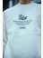 Kışlık Bisiklet Yaka Ön ve Arka Baskılı Sweatshirt - Beyaz 2