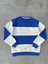 Parçalı Bisiklet Yaka Baskılı Sweatshirt - Mavi 1