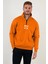 Oversize Yarım Farmuarlı Yakalı Özel Tasarım Basic Sweatshirt - Turuncu 1