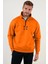 Oversize Yarım Farmuarlı Yakalı Özel Tasarım Basic Sweatshirt - Turuncu 2