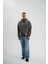 Double Oversize Kapşonlu Şimşek Pano Baskılı Sweatshirt - Füme 2