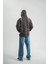 Double Oversize Kapşonlu Şimşek Pano Baskılı Sweatshirt - Füme 4