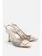 Kadın Krem Hasır Detaylı Arkası Açık Topuklu Ayakkabı 2