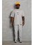 Unisex Oversize Baskılı Bisiklet Yaka T-Shirt - Gri 3