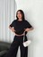 Osy Modal Yumuşak Dokulu Kumaş Bisiklet Yaka T-Shirt Bol Paça Pantalon Ikili Takım -Siyah 1