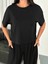 Osy Modal Yumuşak Dokulu Kumaş Bisiklet Yaka T-Shirt Bol Paça Pantalon Ikili Takım -Siyah 2