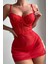 - Kırmızı Özel Tasarım Zicir Aksesuarlı Gecelik 15576 4