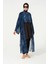 2004 Lacivert Yapraklı Pareo Tesettür Mayo Üzerine Kaftan 4