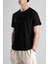 Jakarlı Siyah Örme T-Shirt 4