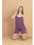 Kadın Ip Askılı Milan Kumaş Likralı Şortlu Pijama Takımı 5963 - 1 Adet 2