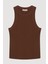 Halter Yaka Basic Fitilli Atlet Kahverengi 2