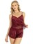 Bordo Saten Şort Takımı 9209 1