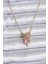 316L Çelik Gold Zincir Pembe Kristal Kalp Model Zirkon Taşlı Kurdele Model Kadın Kolye 1
