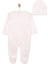 Yenidoğan Kız Bebek Tulum-Bere 2li Takım Interlok Kalp Desenli Patikli Paça Ekru 2
