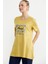 Baskılı Bisiklet Yaka Tunik Tişört - Hardal 4