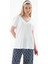 V Yaka Basıc Ekru Kadın T-Shirt 0321-2Y5 1
