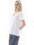 V Yaka Basıc Ekru Kadın T-Shirt 0321-2Y5 3