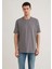 Bisiklet Yaka Gri Basic Tişört 0611596-80020 3